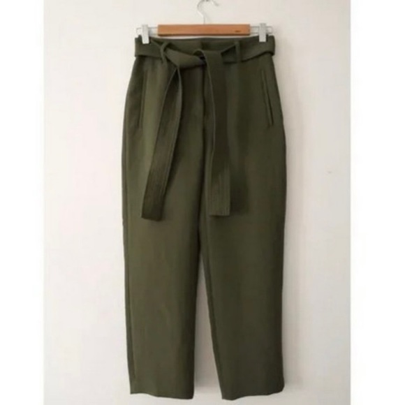 Wilfred Tie-Front Pant Fatigue Green Size 0 Aritzia High-Rise - Picture 2 of 9